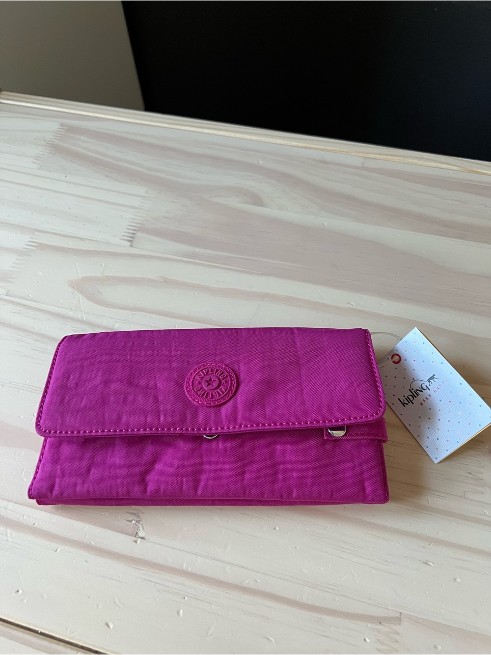 NWT Kipling New Teddi Very Berry Fold-Over Nylon Wallet